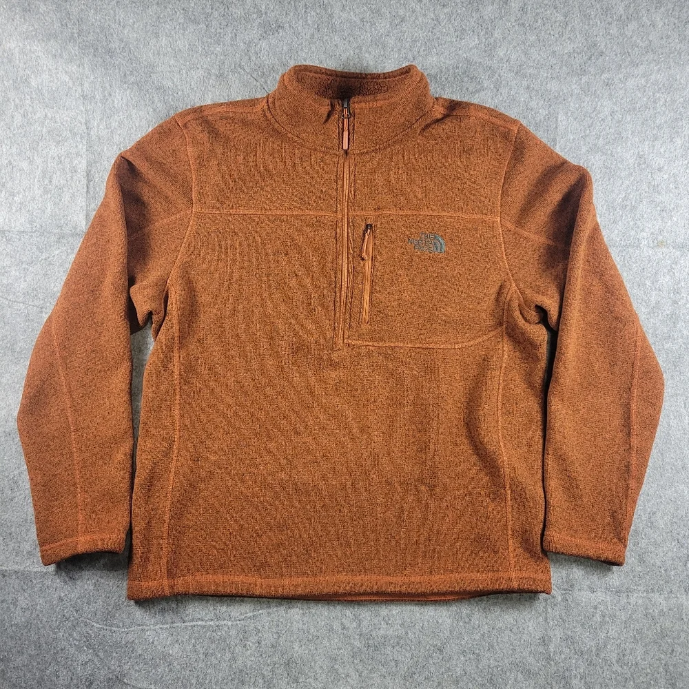 The North Face Gordon Lyons Brown 1/4 Zip Fleece Pullover Sweater Mens Size XL